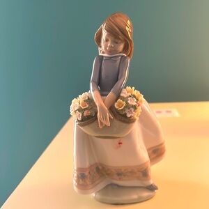 Lladro 1987 May Flowers Girl with Basket (5467) Figurine - Hand Made in Spain.